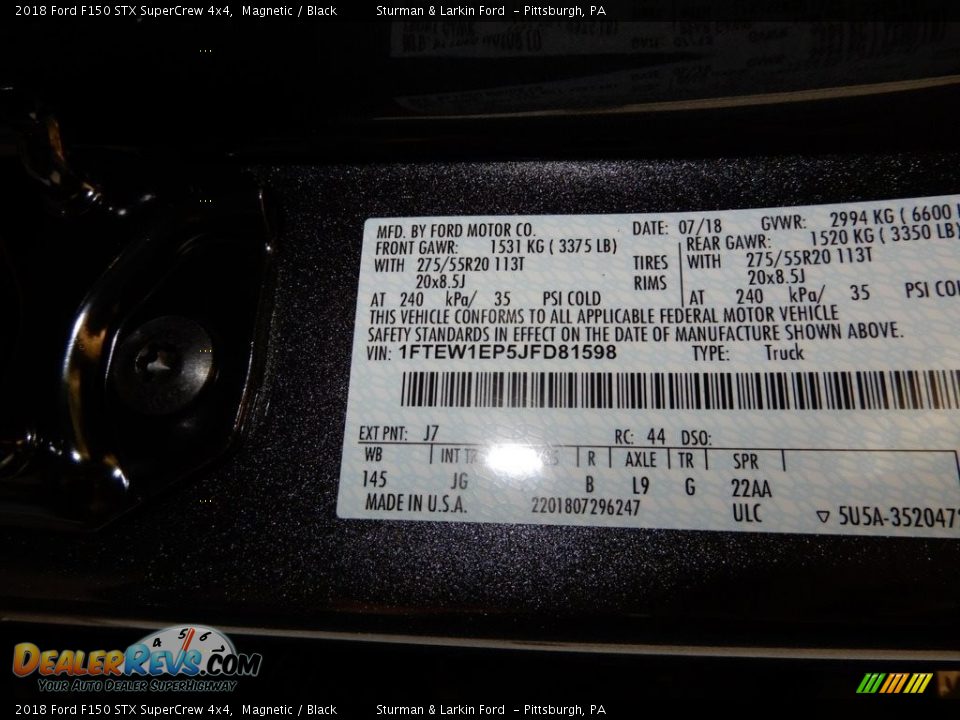 2018 Ford F150 STX SuperCrew 4x4 Magnetic / Black Photo #11