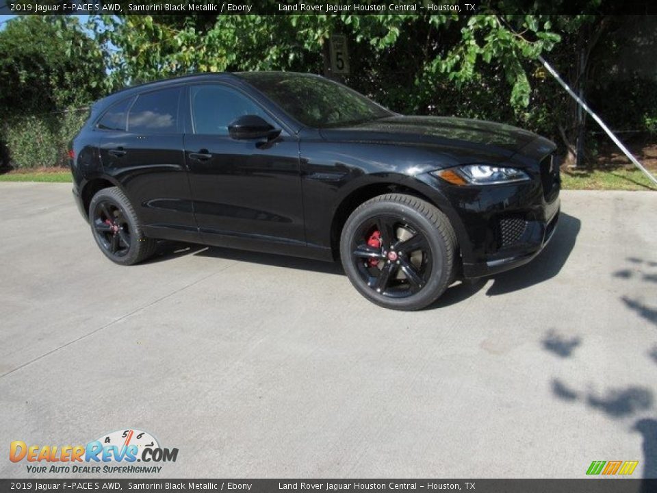 2019 Jaguar F-PACE S AWD Santorini Black Metallic / Ebony Photo #1