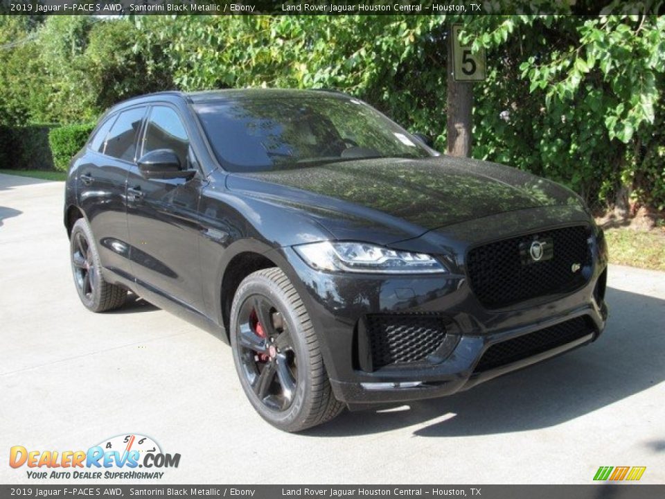2019 Jaguar F-PACE S AWD Santorini Black Metallic / Ebony Photo #2