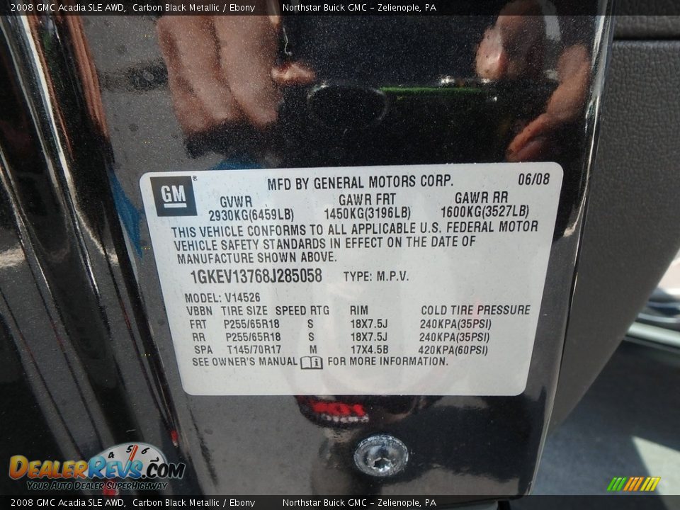 2008 GMC Acadia SLE AWD Carbon Black Metallic / Ebony Photo #22
