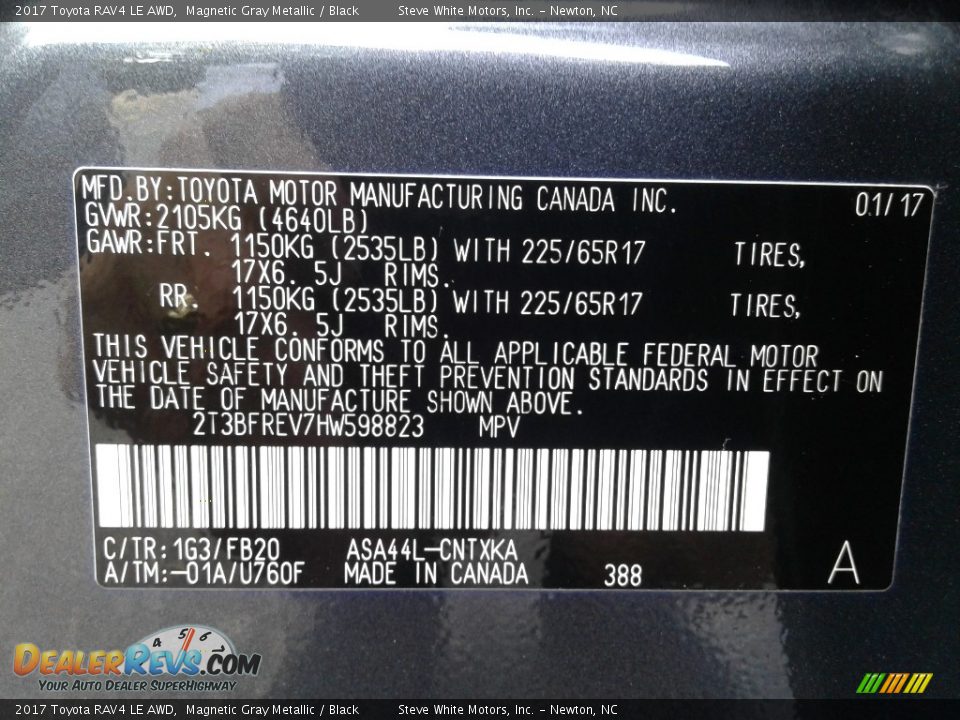 2017 Toyota RAV4 LE AWD Magnetic Gray Metallic / Black Photo #31