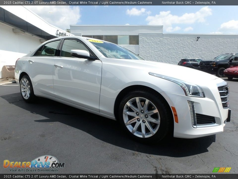 2015 Cadillac CTS 2.0T Luxury AWD Sedan Crystal White Tricoat / Light Cashmere/Medium Cashmere Photo #4