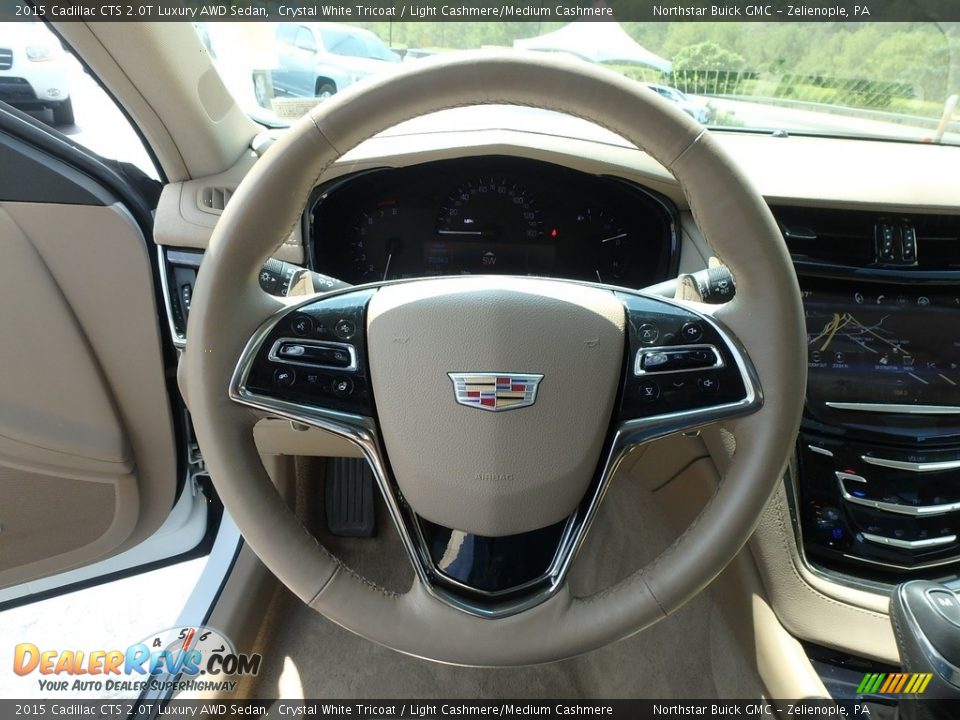 2015 Cadillac CTS 2.0T Luxury AWD Sedan Crystal White Tricoat / Light Cashmere/Medium Cashmere Photo #24