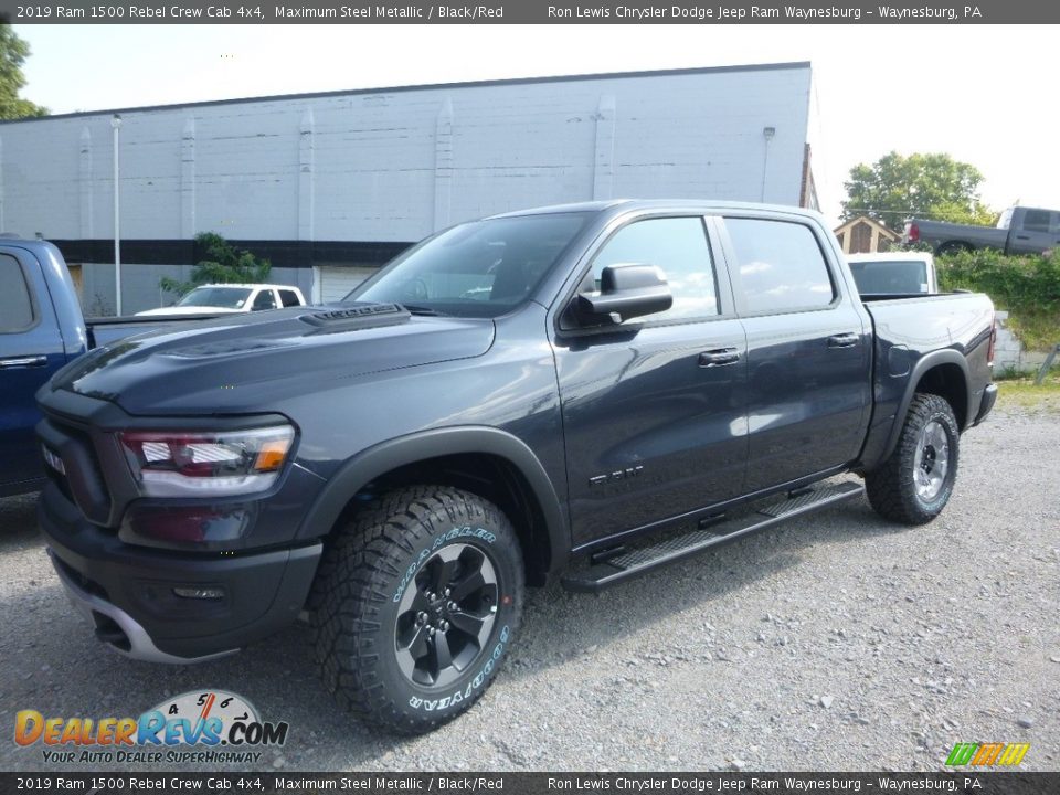 2019 Ram 1500 Rebel Crew Cab 4x4 Maximum Steel Metallic / Black/Red Photo #1
