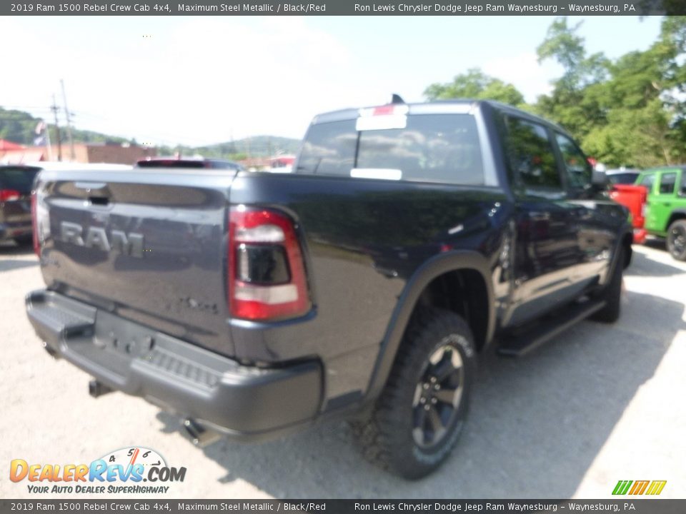 2019 Ram 1500 Rebel Crew Cab 4x4 Maximum Steel Metallic / Black/Red Photo #5