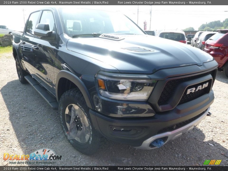 2019 Ram 1500 Rebel Crew Cab 4x4 Maximum Steel Metallic / Black/Red Photo #6