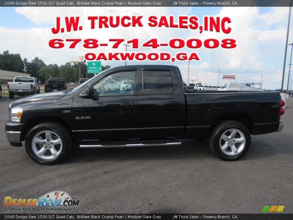 2008 Dodge Ram 1500 SLT Quad Cab Brilliant Black Crystal Pearl / Medium Slate Gray Photo #2