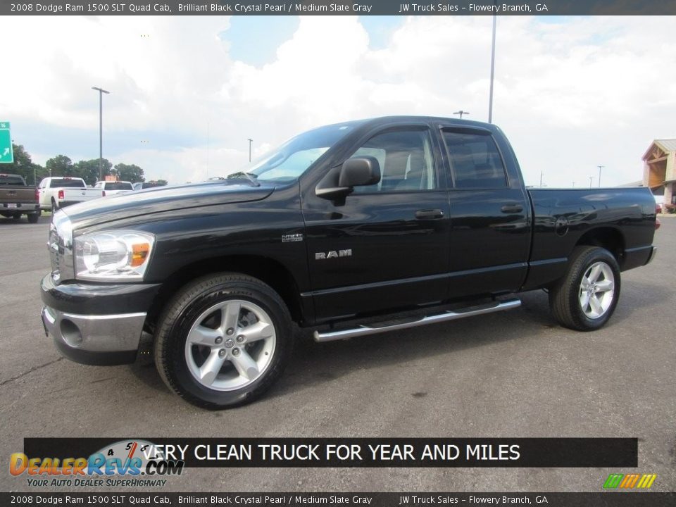 2008 Dodge Ram 1500 SLT Quad Cab Brilliant Black Crystal Pearl / Medium Slate Gray Photo #3