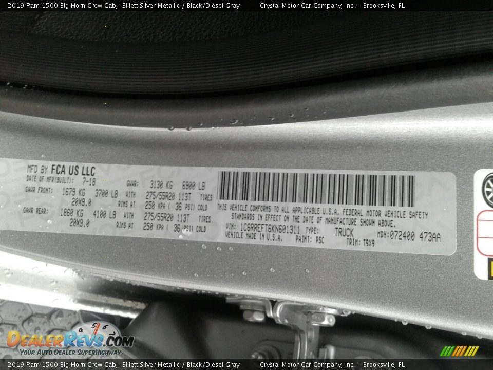 2019 Ram 1500 Big Horn Crew Cab Billett Silver Metallic / Black/Diesel Gray Photo #21