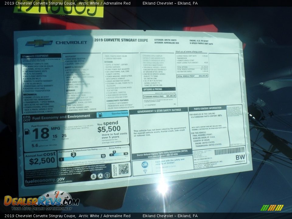 2019 Chevrolet Corvette Stingray Coupe Arctic White / Adrenaline Red Photo #36