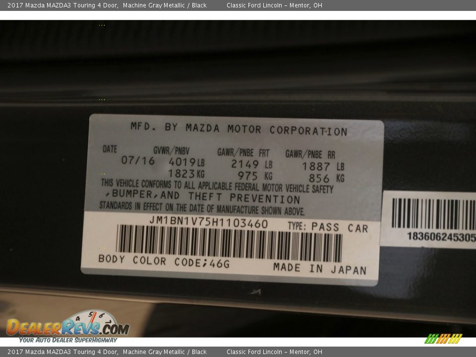 2017 Mazda MAZDA3 Touring 4 Door Machine Gray Metallic / Black Photo #23