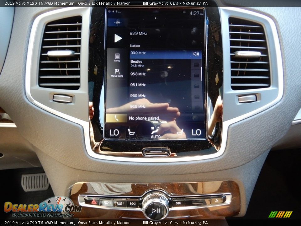 2019 Volvo XC90 T6 AWD Momentum Onyx Black Metallic / Maroon Photo #15