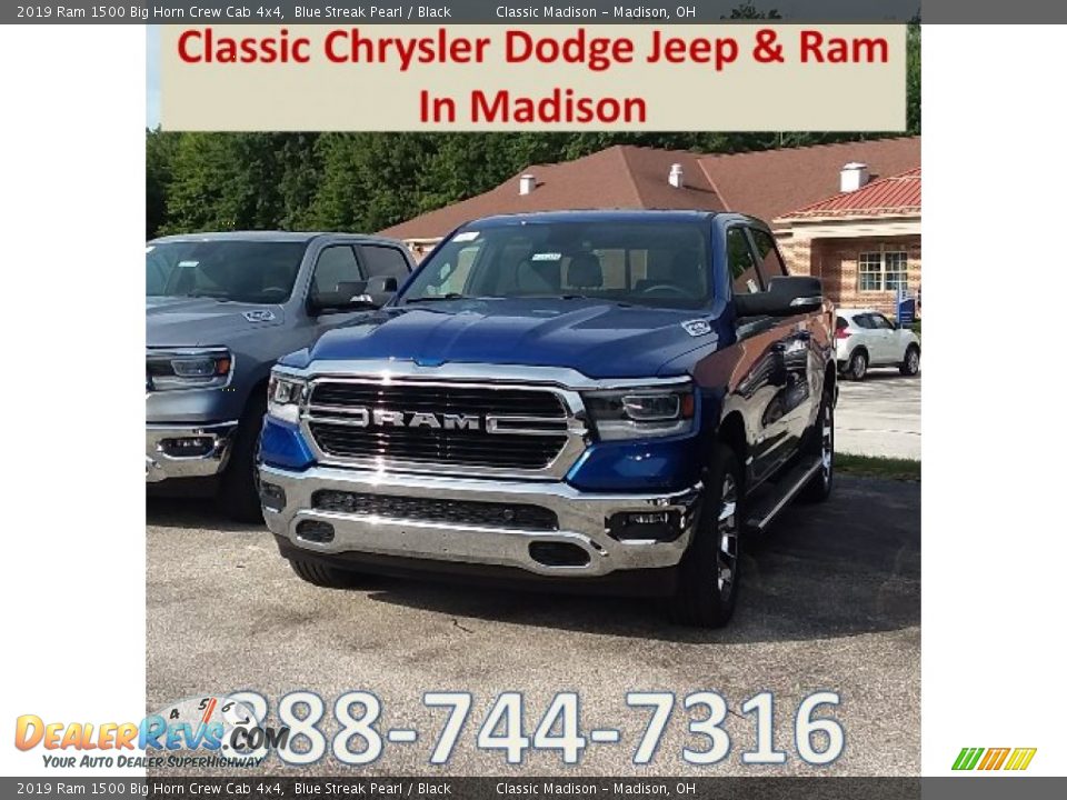 2019 Ram 1500 Big Horn Crew Cab 4x4 Blue Streak Pearl / Black Photo #1