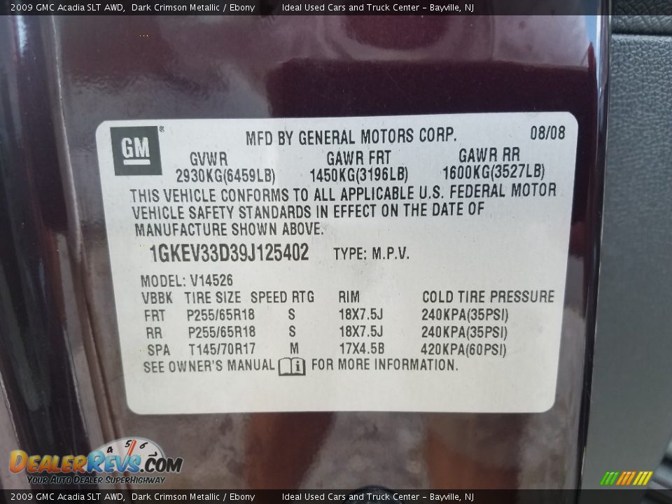 2009 GMC Acadia SLT AWD Dark Crimson Metallic / Ebony Photo #26