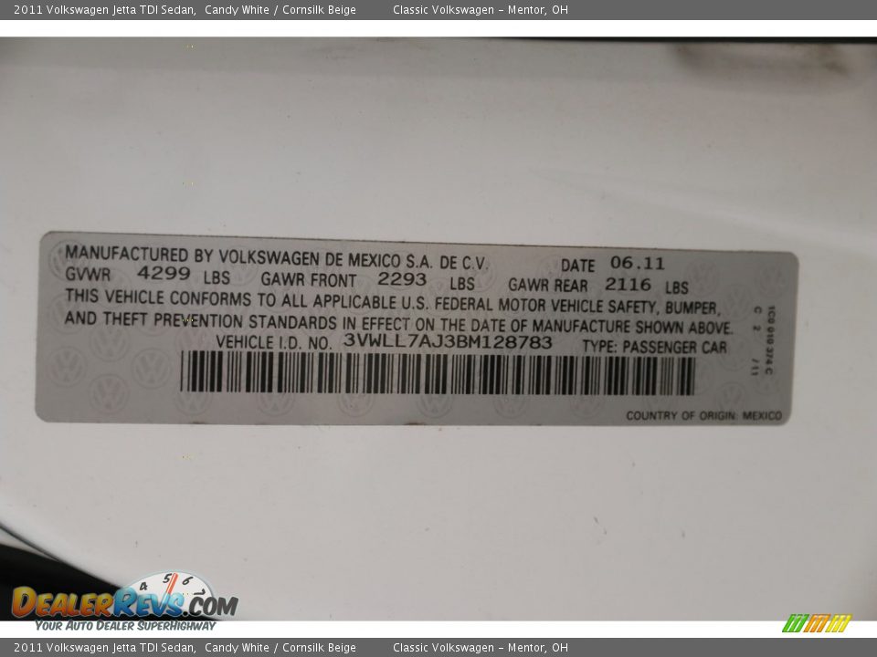 2011 Volkswagen Jetta TDI Sedan Candy White / Cornsilk Beige Photo #20