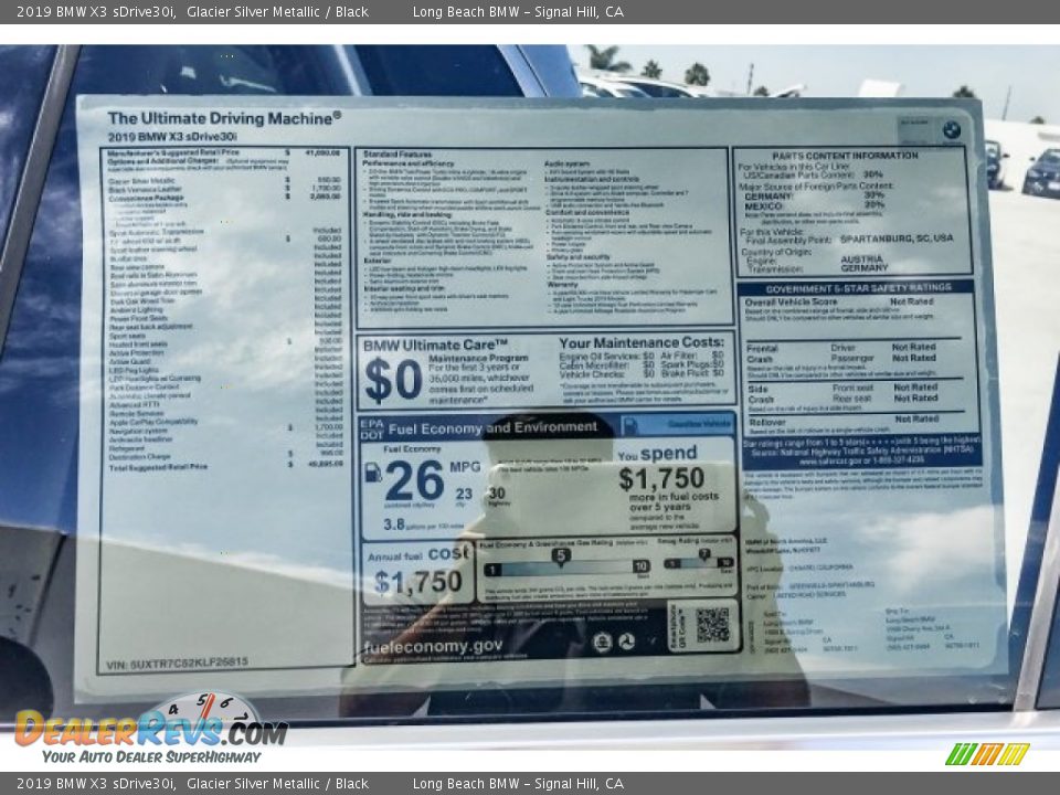 2019 BMW X3 sDrive30i Glacier Silver Metallic / Black Photo #10