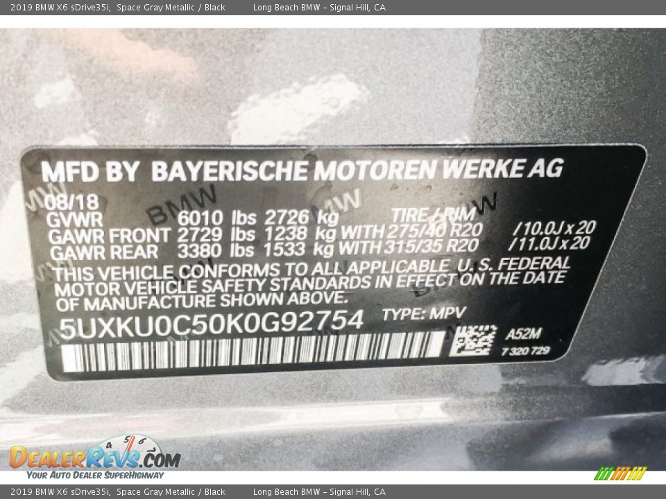 2019 BMW X6 sDrive35i Space Gray Metallic / Black Photo #11