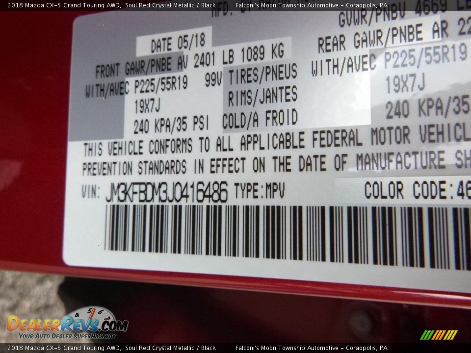 2018 Mazda CX-5 Grand Touring AWD Soul Red Crystal Metallic / Black Photo #12