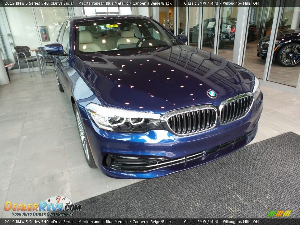 2019 BMW 5 Series 540i xDrive Sedan Mediterranean Blue Metallic / Canberra Beige/Black Photo #1
