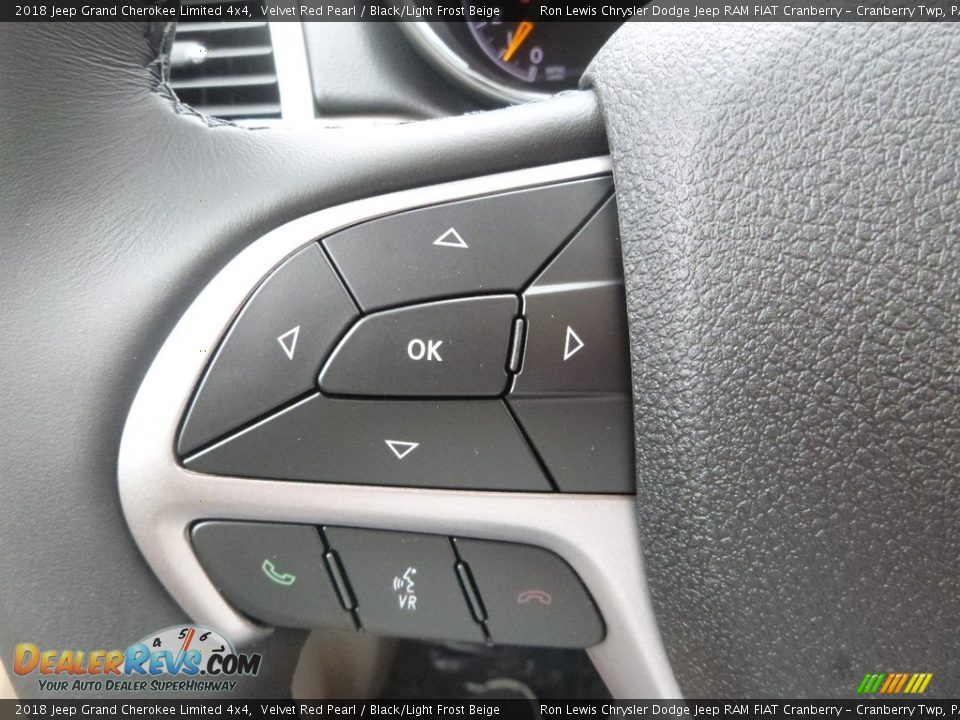 2018 Jeep Grand Cherokee Limited 4x4 Velvet Red Pearl / Black/Light Frost Beige Photo #20