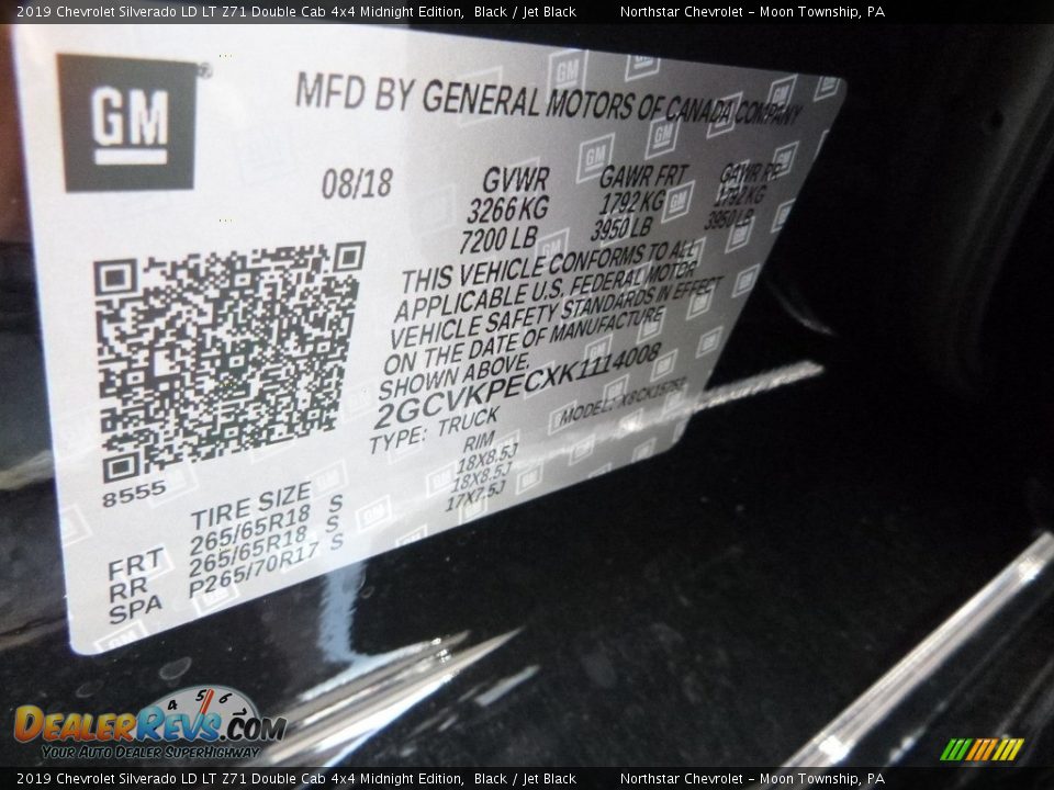 2019 Chevrolet Silverado LD LT Z71 Double Cab 4x4 Midnight Edition Black / Jet Black Photo #16