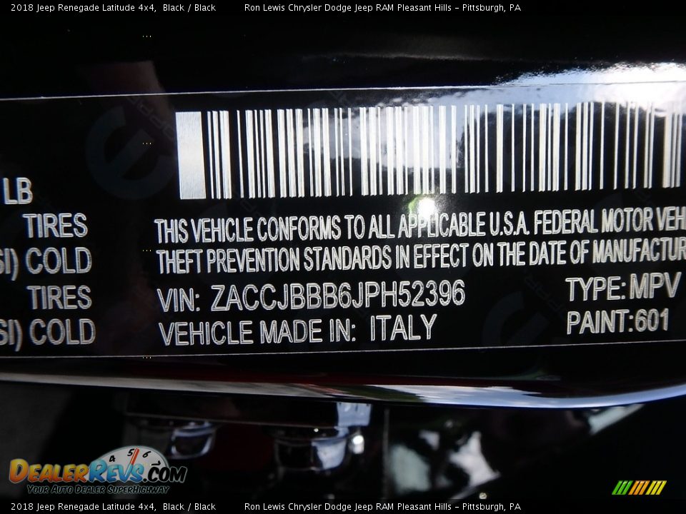 2018 Jeep Renegade Latitude 4x4 Black / Black Photo #14