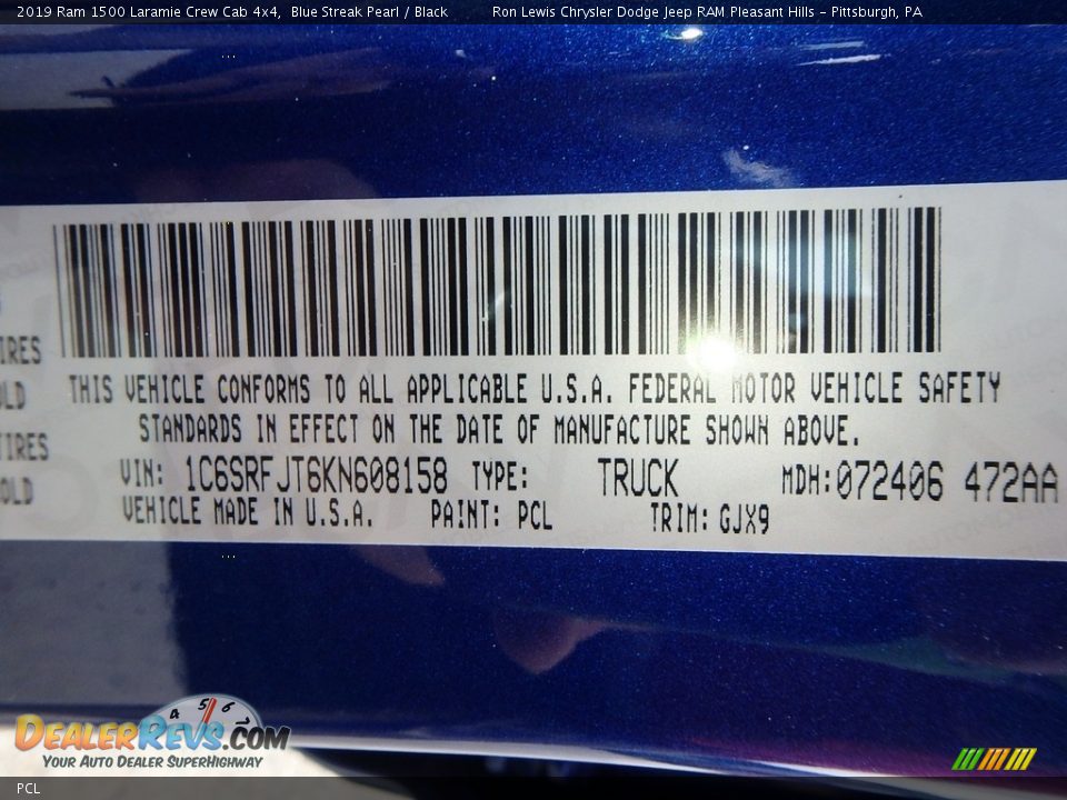 Ram Color Code PCL Blue Streak Pearl