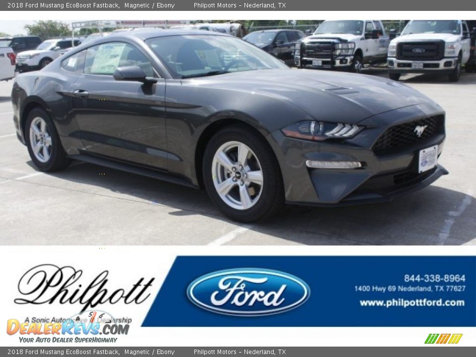 2018 Ford Mustang EcoBoost Fastback Magnetic / Ebony Photo #1