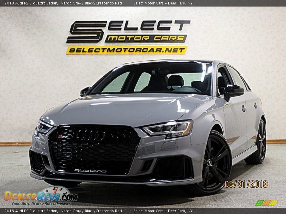 2018 Audi RS 3 quattro Sedan Nardo Gray / Black/Crescendo Red Photo #1