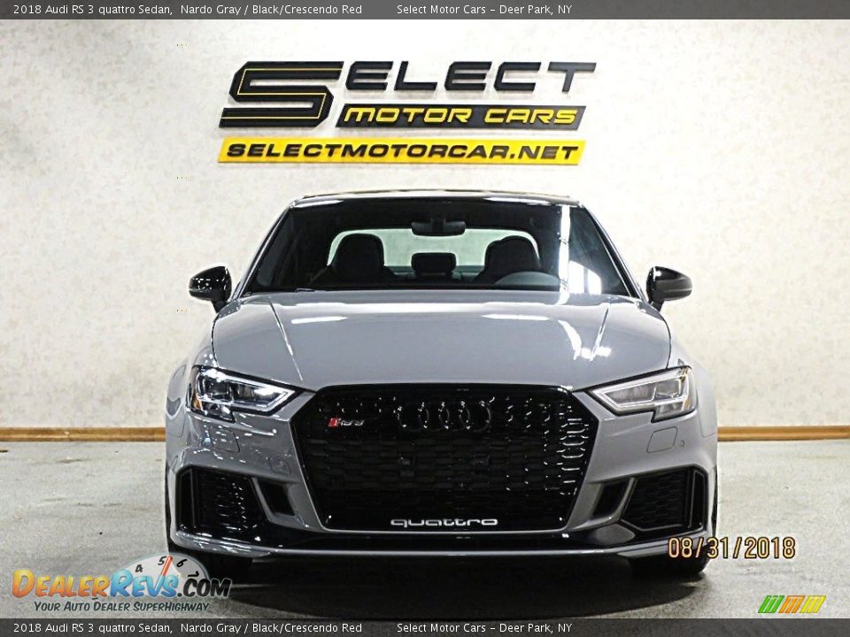 2018 Audi RS 3 quattro Sedan Nardo Gray / Black/Crescendo Red Photo #3