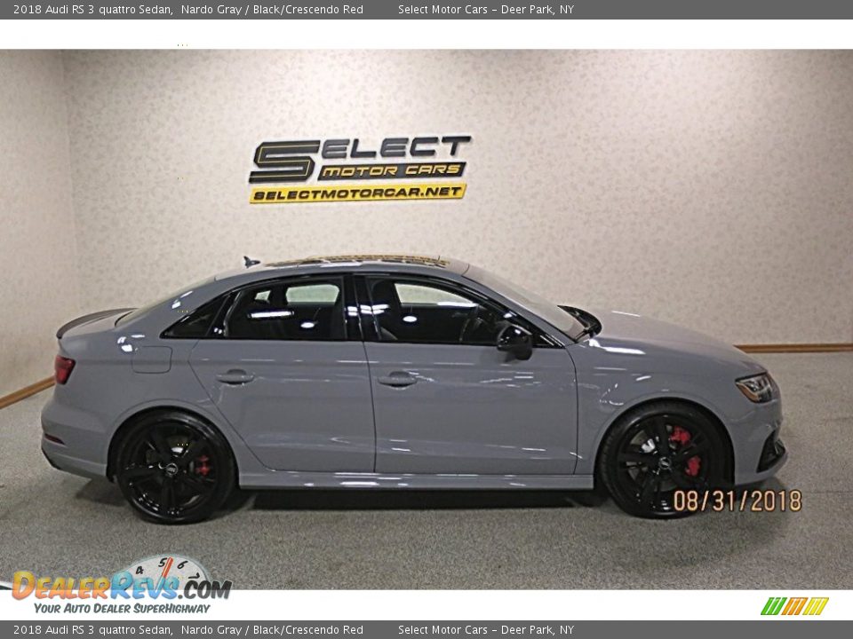2018 Audi RS 3 quattro Sedan Nardo Gray / Black/Crescendo Red Photo #5