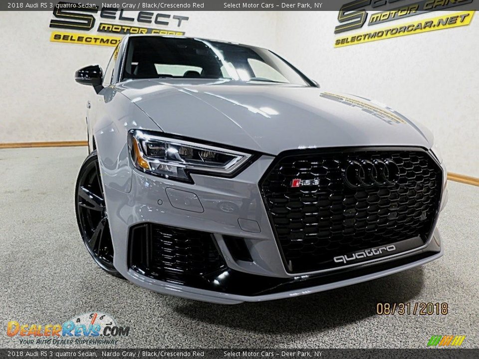2018 Audi RS 3 quattro Sedan Nardo Gray / Black/Crescendo Red Photo #11
