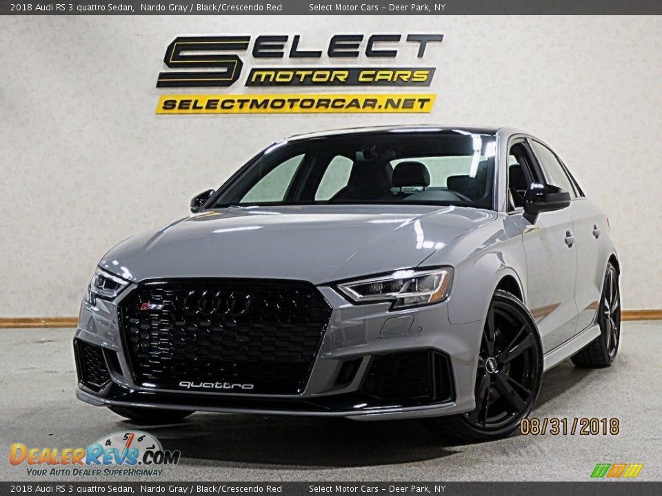 2018 Audi RS 3 quattro Sedan Nardo Gray / Black/Crescendo Red Photo #12