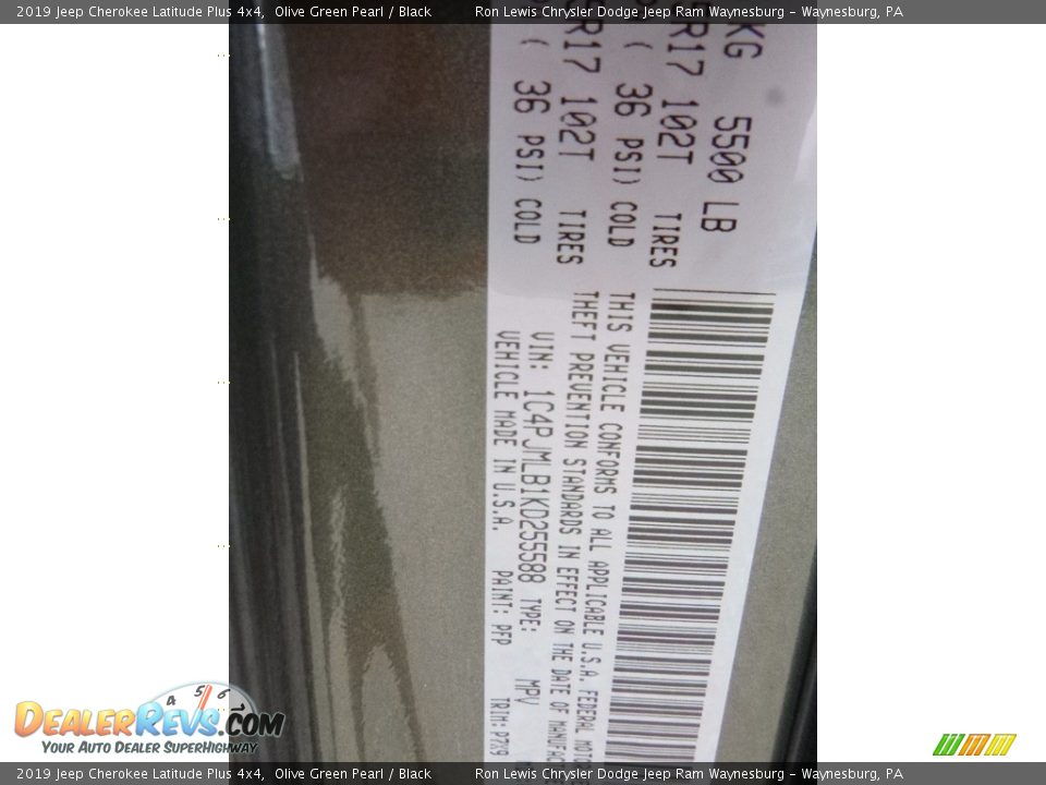 2019 Jeep Cherokee Latitude Plus 4x4 Olive Green Pearl / Black Photo #12