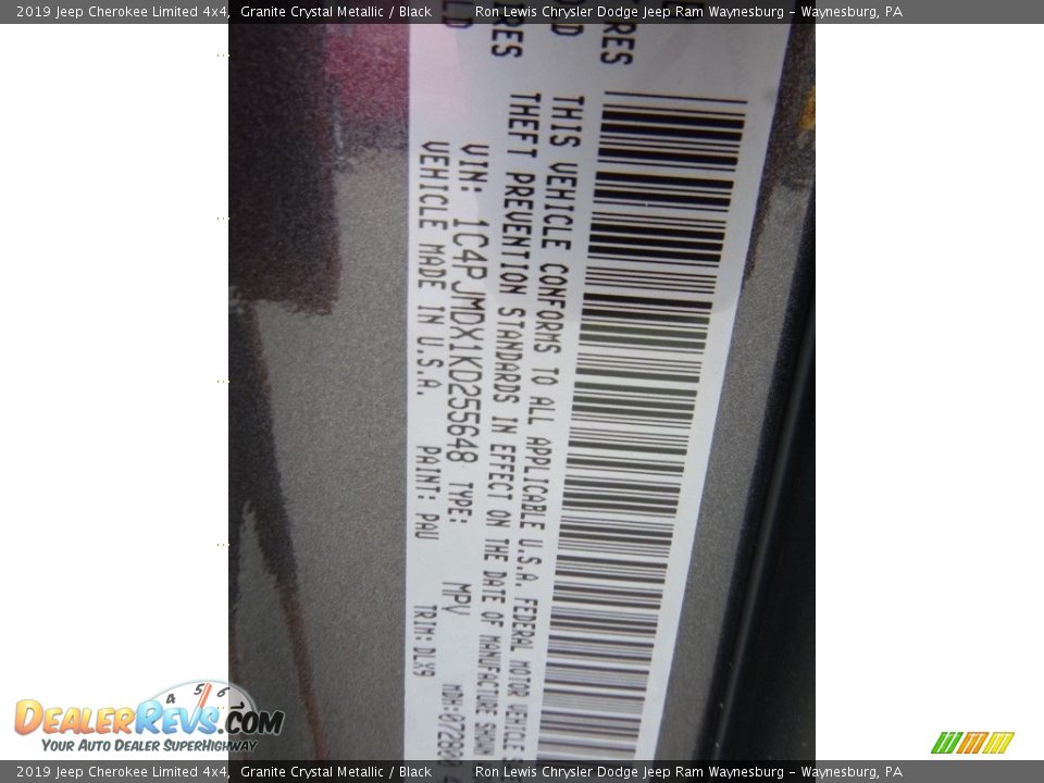 2019 Jeep Cherokee Limited 4x4 Granite Crystal Metallic / Black Photo #15