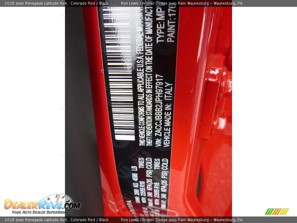 2018 Jeep Renegade Latitude 4x4 Colorado Red / Black Photo #16
