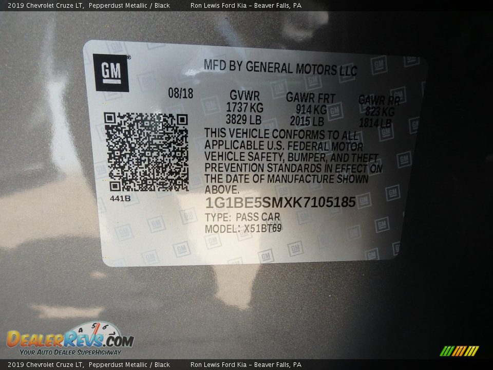 2019 Chevrolet Cruze LT Pepperdust Metallic / Black Photo #15