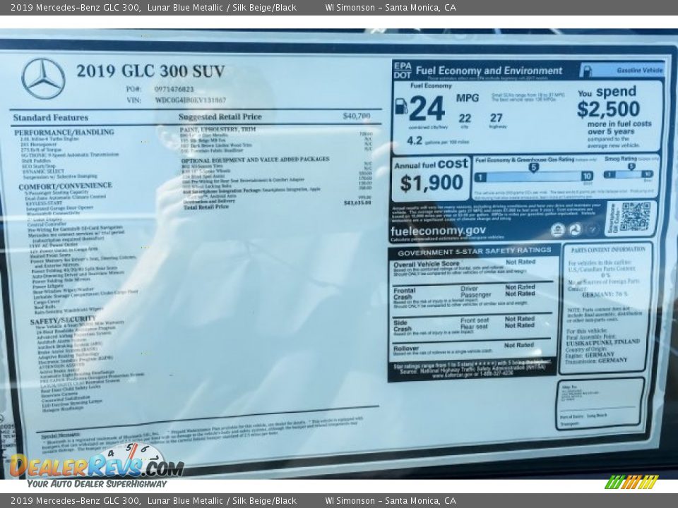 2019 Mercedes-Benz GLC 300 Lunar Blue Metallic / Silk Beige/Black Photo #10