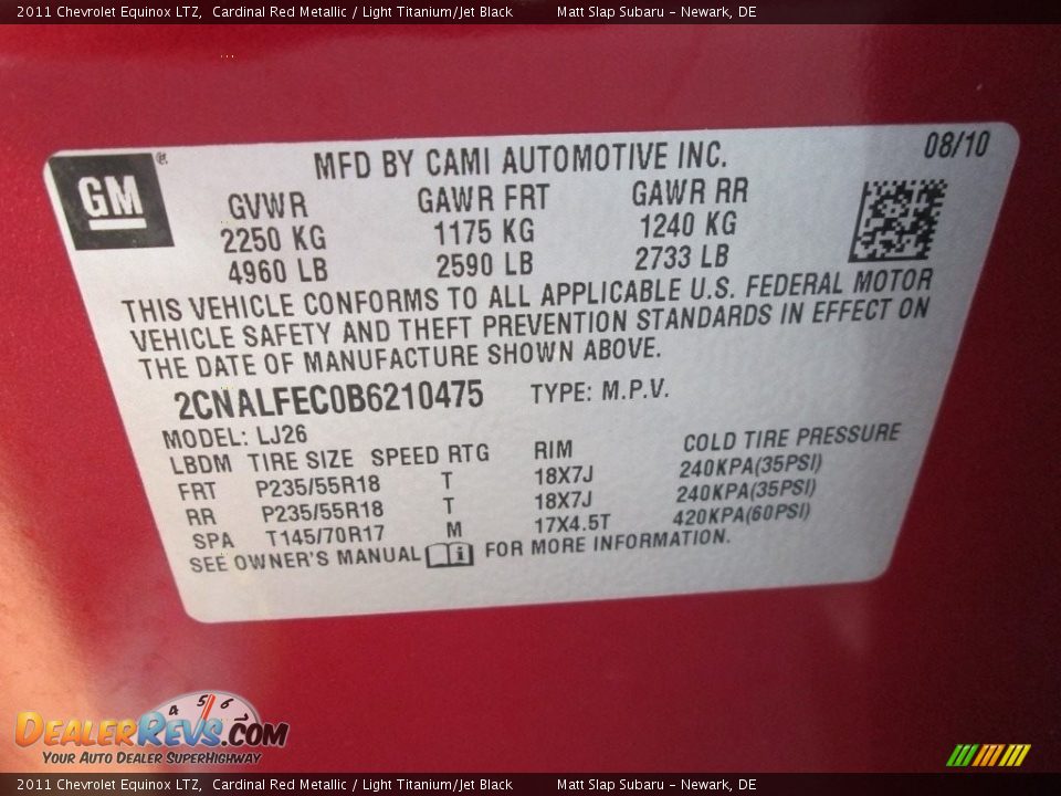 2011 Chevrolet Equinox LTZ Cardinal Red Metallic / Light Titanium/Jet Black Photo #30