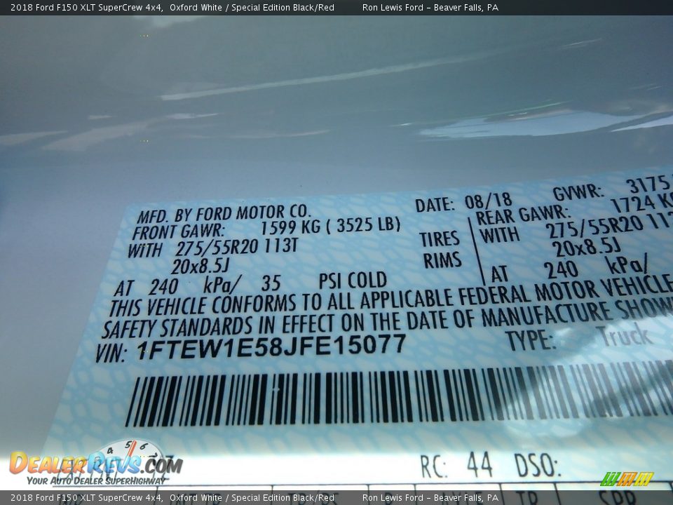 2018 Ford F150 XLT SuperCrew 4x4 Oxford White / Special Edition Black/Red Photo #14