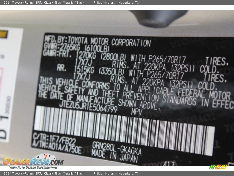 2014 Toyota 4Runner SR5 Classic Silver Metallic / Black Photo #33