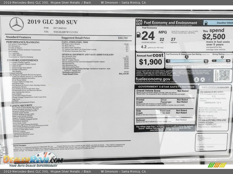 2019 Mercedes-Benz GLC 300 Mojave Silver Metallic / Black Photo #10