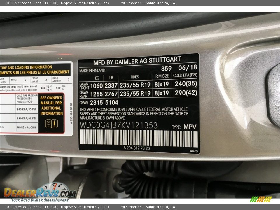 2019 Mercedes-Benz GLC 300 Mojave Silver Metallic / Black Photo #11