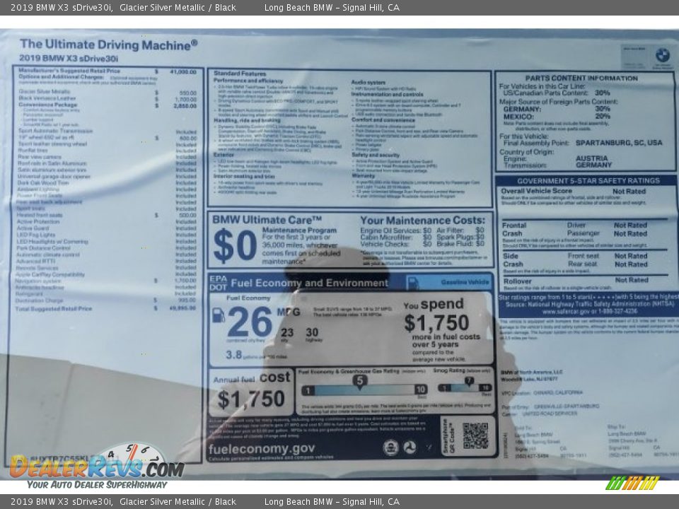 2019 BMW X3 sDrive30i Glacier Silver Metallic / Black Photo #10