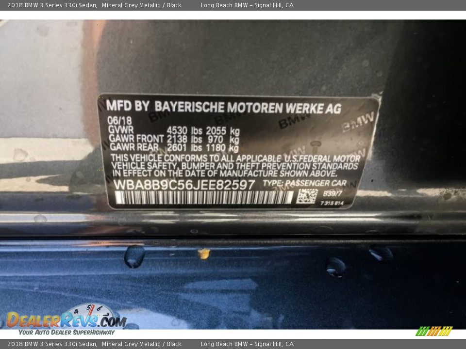 2018 BMW 3 Series 330i Sedan Mineral Grey Metallic / Black Photo #11
