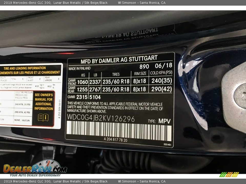 2019 Mercedes-Benz GLC 300 Lunar Blue Metallic / Silk Beige/Black Photo #8