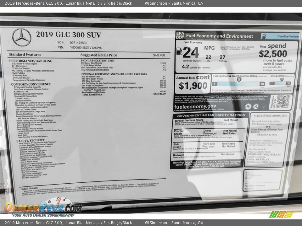 2019 Mercedes-Benz GLC 300 Lunar Blue Metallic / Silk Beige/Black Photo #11