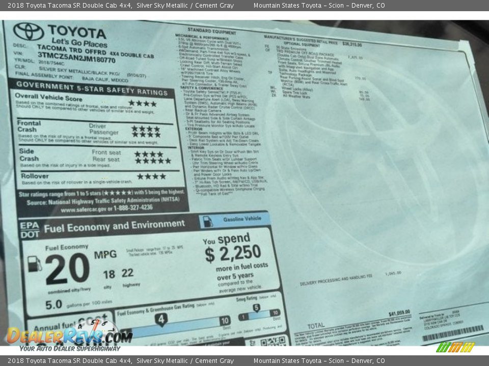 2018 Toyota Tacoma SR Double Cab 4x4 Silver Sky Metallic / Cement Gray Photo #36