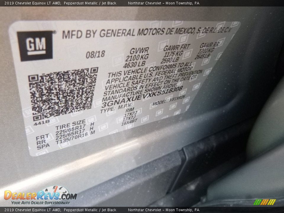 2019 Chevrolet Equinox LT AWD Pepperdust Metallic / Jet Black Photo #16