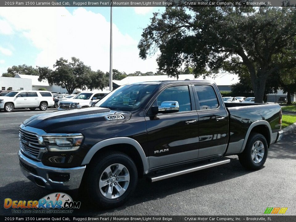 2019 Ram 1500 Laramie Quad Cab Rugged Brown Pearl / Mountain Brown/Light Frost Beige Photo #1
